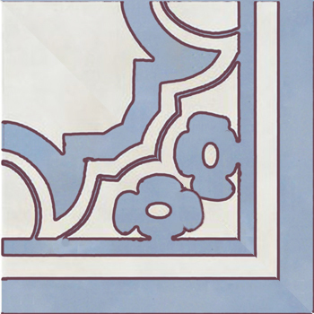Mosaic House Moroccan tile HPC_Avrea Inner Corner 1-17-bj1365 White,   Sky Blue,    solid hand painted handpainted 